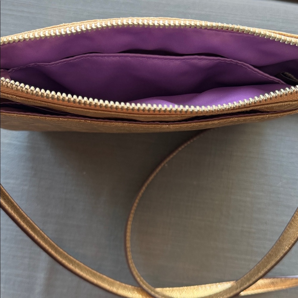 Coach‎ Poppy Metallic Gold Crossbody Bag - Picture 6 of 7